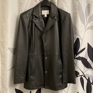 Worthington genuine leather coat jacket size M black